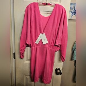 Zara hit pink bat wing mini dress size medium NEW